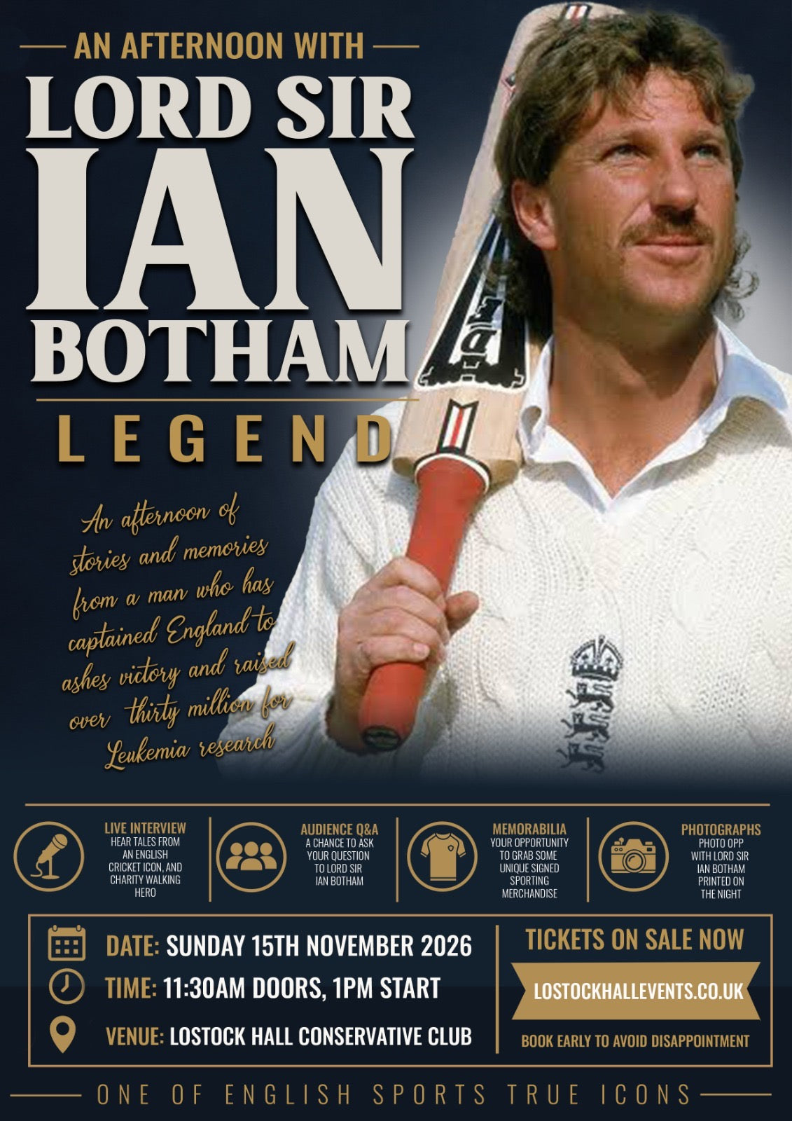 An afternoon with Lord Ian Botham - Sunday 15th November - 1pm