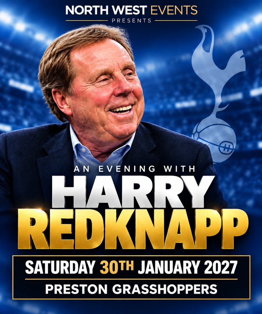 Harry Redknapp event poster, Preston Grasshoppers, 30 January 2027