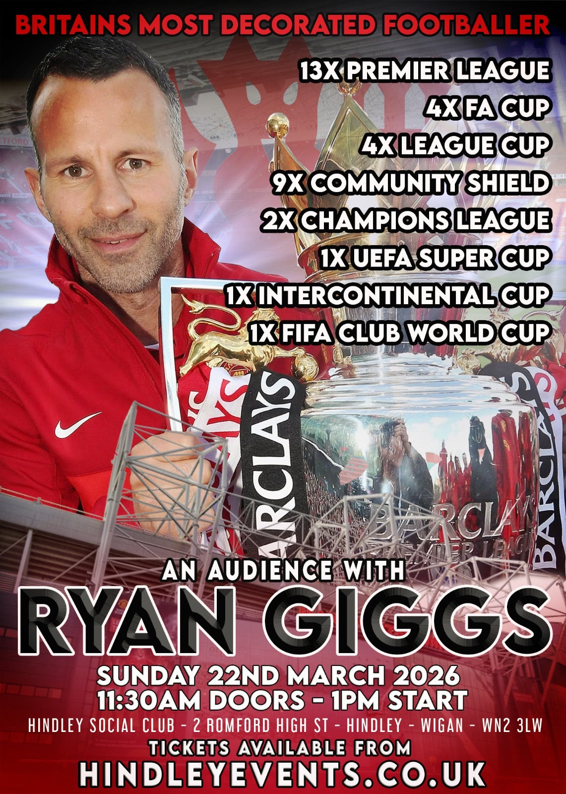 An Afternoon with Ryan Giggs - Sunday 22nd March 2026 - Hindley