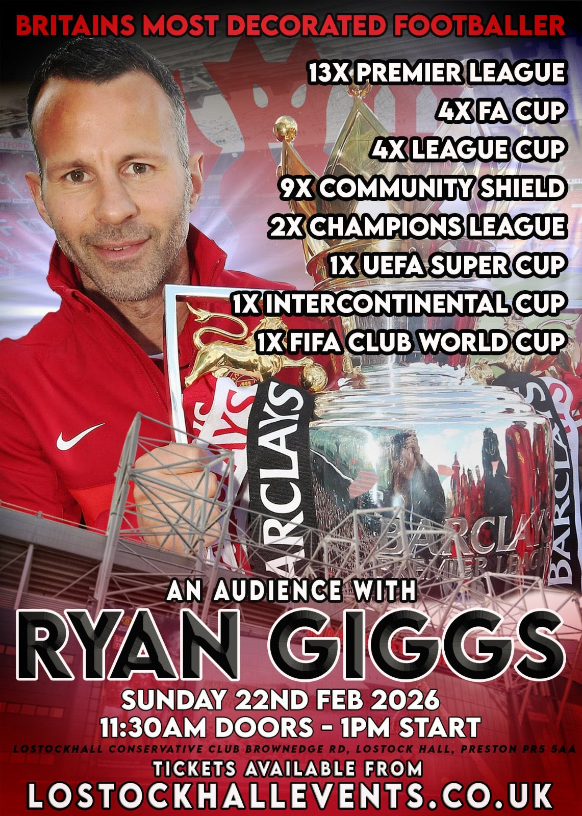 An Afternoon with Ryan Giggs - Sunday 22nd February 2026 - Lostock Hall