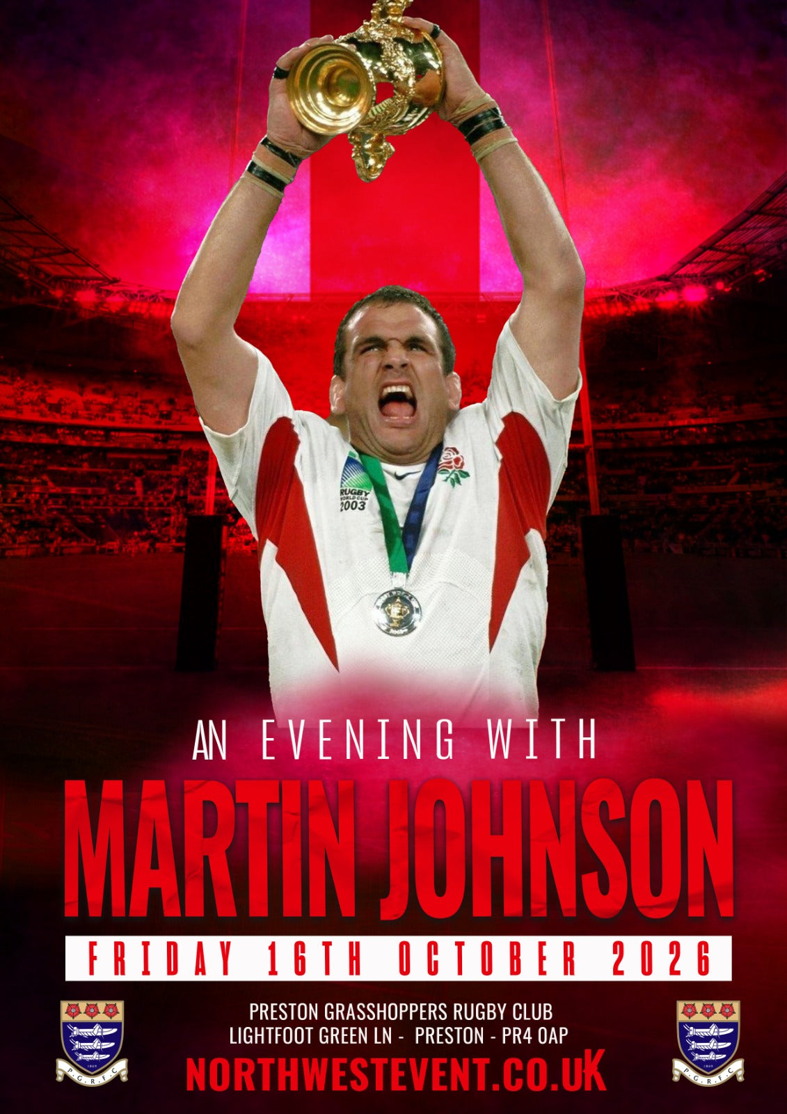 An evening with Martin Johnson CBE - Friday 16th October - Preston Grasshoppers