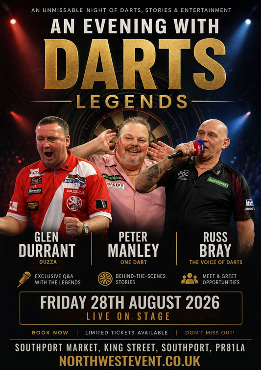 An Evening with the Darts Legends - Friday 28th August 7.30pm - Southport Market Hall
