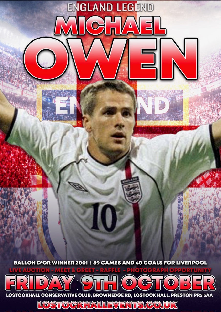 An evening with Michael Owen - Friday 9th October 2026 - 7.30pm - Lostock Hall
